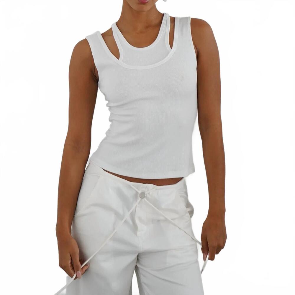 NEW LNA allen rib tank top in white